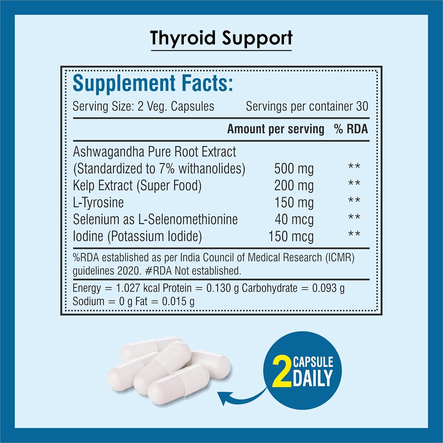 Biotrex Nutraceuticals Thyroid Care Supplement With Ashwagandha, Kelp, Selenium, L-Tyrosine & Iodine | Supports Thyroid Health & Mood Balance | Enhances Energy - 60 Vegetarian Capsules