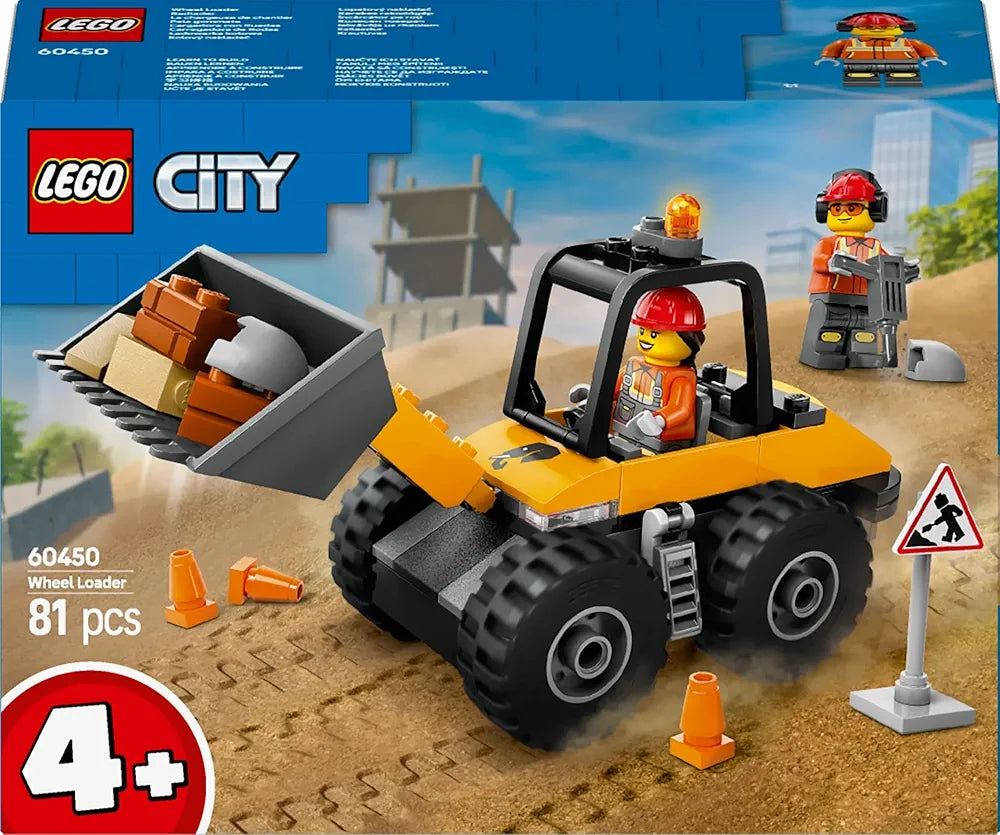 Lego City Yellow Construction Wheel Loader Buildable Vehicle Set 60450 Building Blocks Toys for 4+ Gift for Boys and Girls