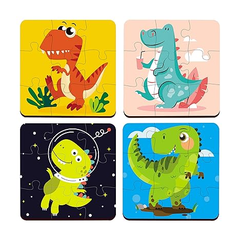 Webby 4 in 1 Dinosaur Wooden Puzzle Toy for Toddler 36 Pcs
