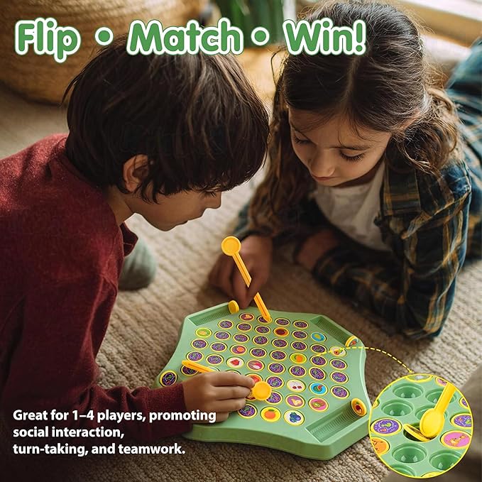 Kidology Animal Memory Flip Chess Game Montessori Matching Board 50+ Pcs