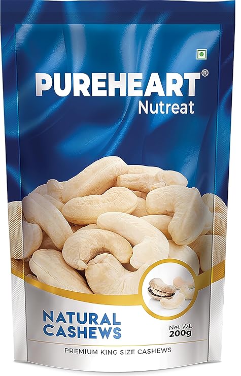 Pureheart Nutreat Natural Cashews - 200 gms - Resealable Pouch