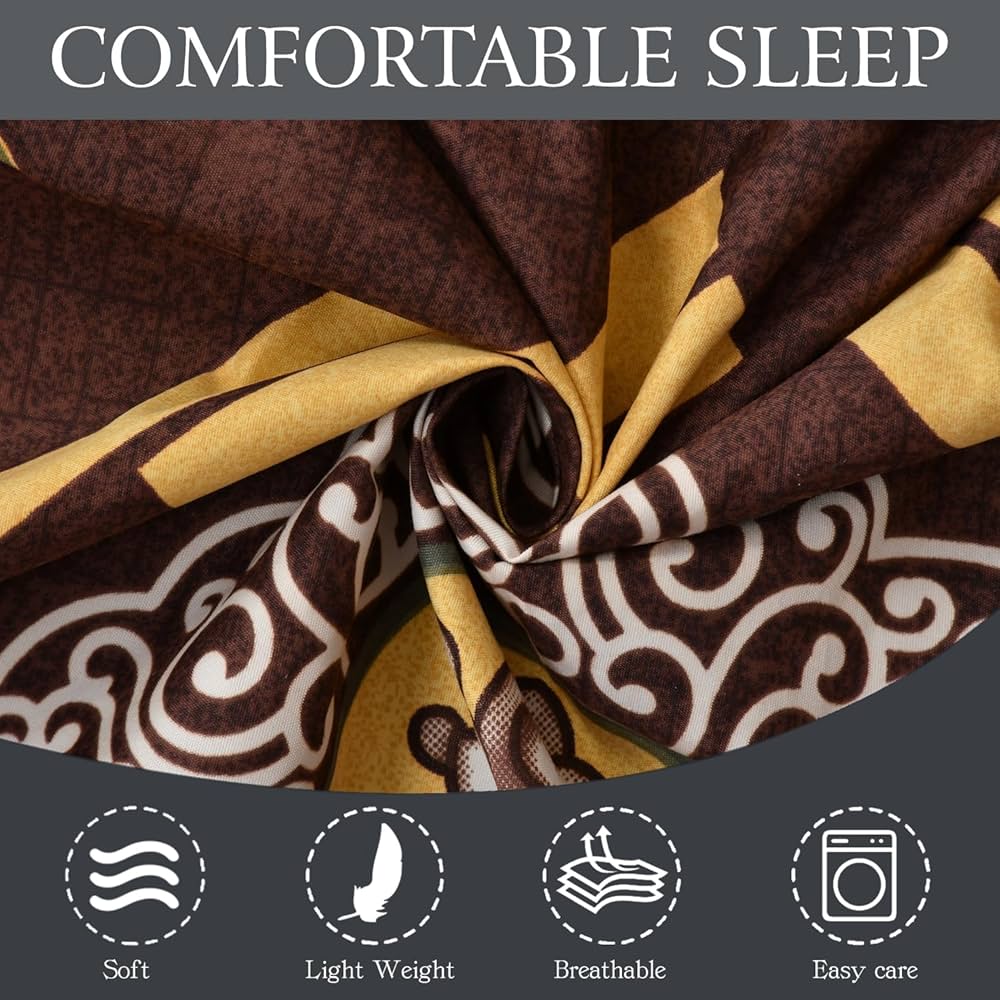 Fresh From Loom Elastic Fitted Floral Bed Sheets King Size Bed With Two Pillow Cover Soft Microfiber Bed Covers 144 Tc Dark Brown