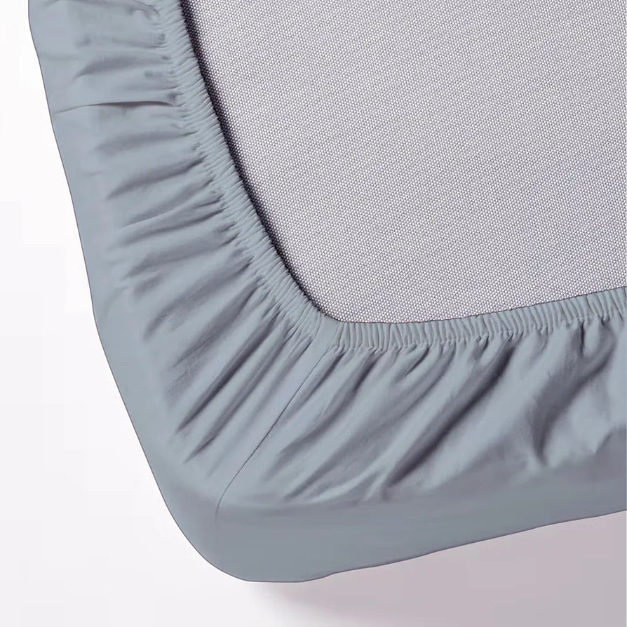 Trance Home Linen Premium 300 TC Pure 100% Cotton Queen Fitted Bedsheet with 2 Pillow Covers Colour Slate Blue