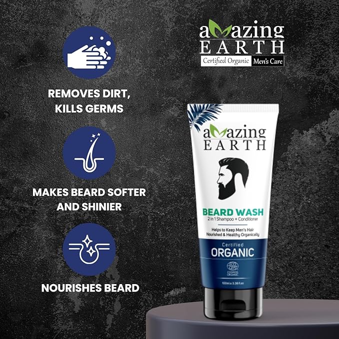 Amazing Earth 2 in 1 Beard Wash for Men Shampoo + Conditioner - 100 ml