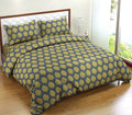 Trance Home Linen 200TC 100% Cotton Printed Zippered Duvet Cover/Blanket Cover/Quilt Cover Queen Size with 2 Pillow Covers Colour Damask Mustard Yellow