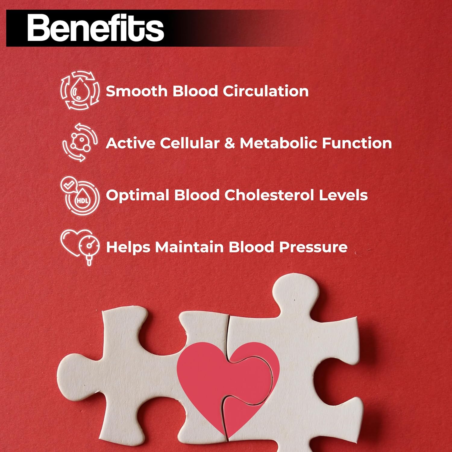 HEALTH VEDA ORGANICS PRIVATE LIMITED Happy Heart Supplement With Coq10, Arjuna Bark, Grape Seed | 60 Veg Tablets | Supports Heart Health & Enhances Blood Circulation | For Both Men & Women