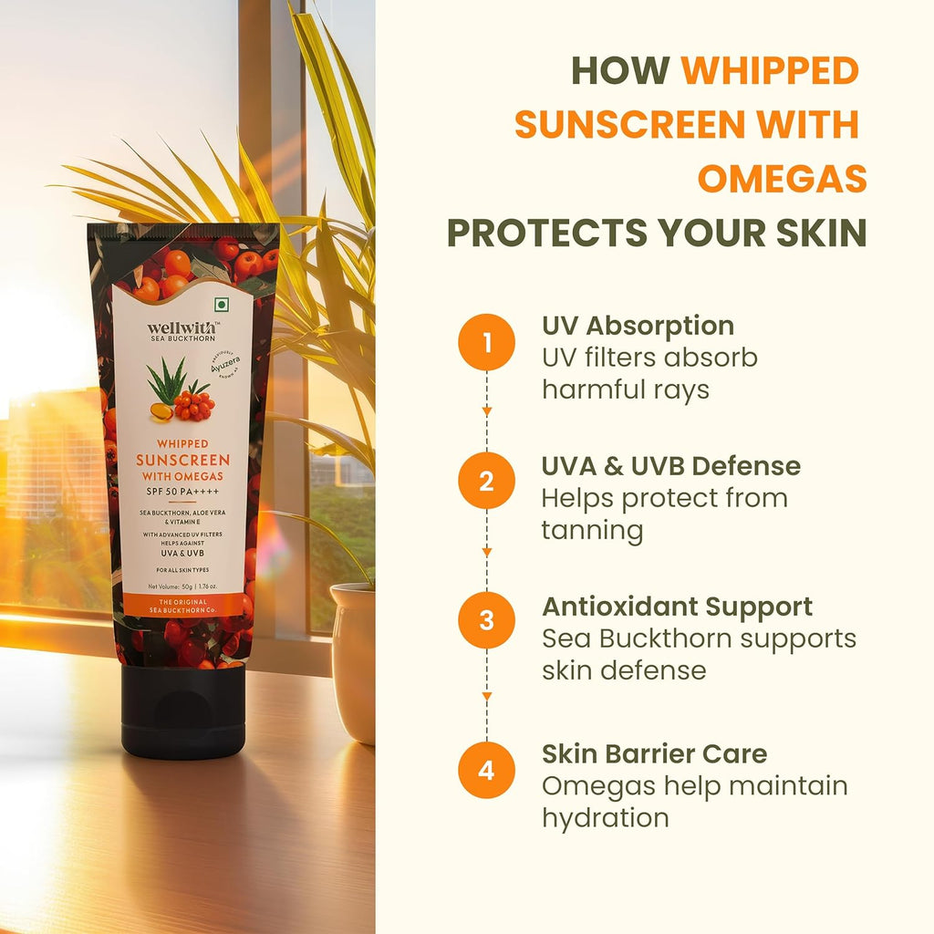 Wellwith by Ayuzera Sun Screen SPF 50, PA+++, Protection against UVA and UVB Rays, Oil free, Water Resistant (50ml, Pack of 1)