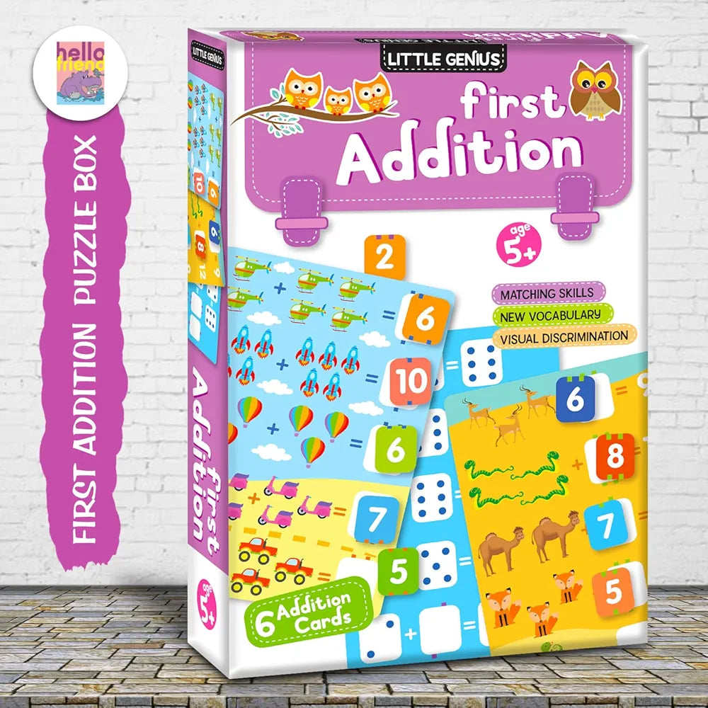 Hello Friend My First Addition Math Puzzle Game Box Set for Kids Early Learning Activity with Alphabet, Number Games