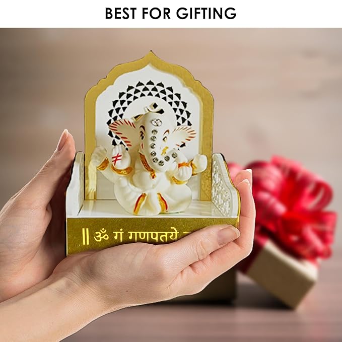 Solobolo Ganesh Idol for Car Dashboard With Small Temple for Car Dashboard | Ganesh Idol