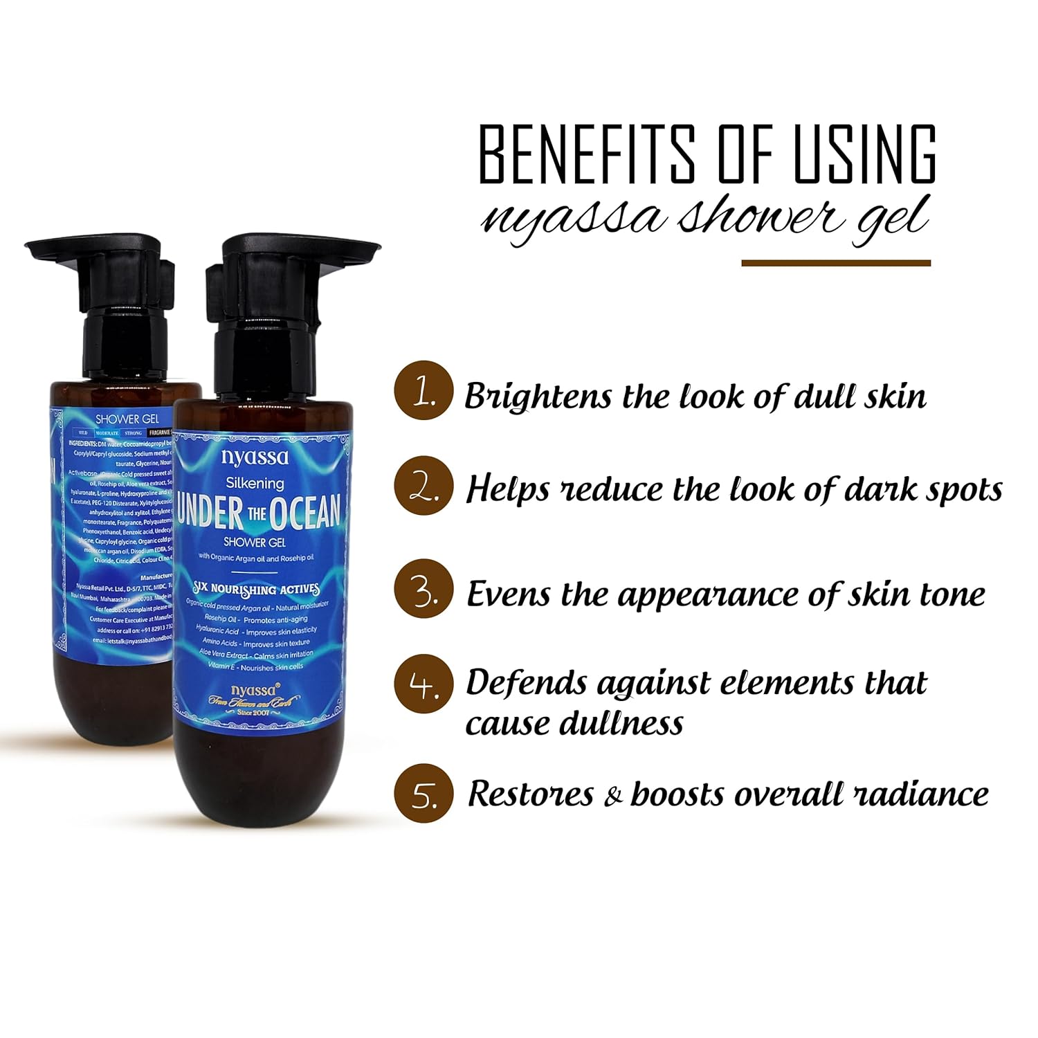 Nyassa Silkening Under the Ocean Shower Gel With 6 Nourishing Actives - 210 Ml