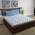 Divine Casa - 144 TC Super Soft Cotton Bedsheet for Double Bed  144 Thread Count Abstract Colour Grey & Blue