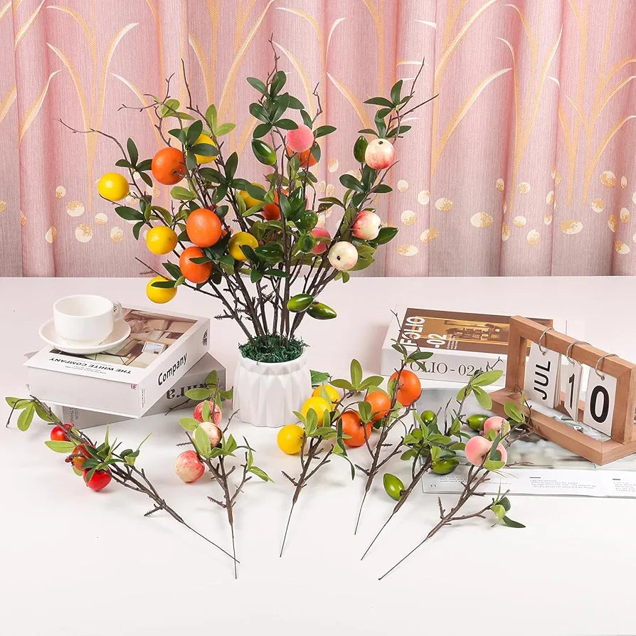 Artificial Fake Plant Flowers Artificial Apple Fruit Flower Stick Pack of 3