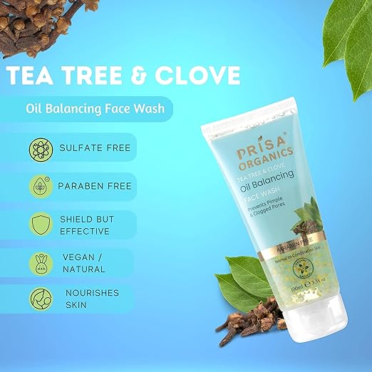 Prisa Organics Tea Tree & Clove Oil Balancing Face Wash - 100 ml