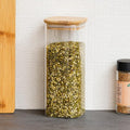 Femora Kitchen Storage Jars Borosilicate Glass Jar With Wooden Lid Air Tight Jar | 1000 Ml | Pack of 1