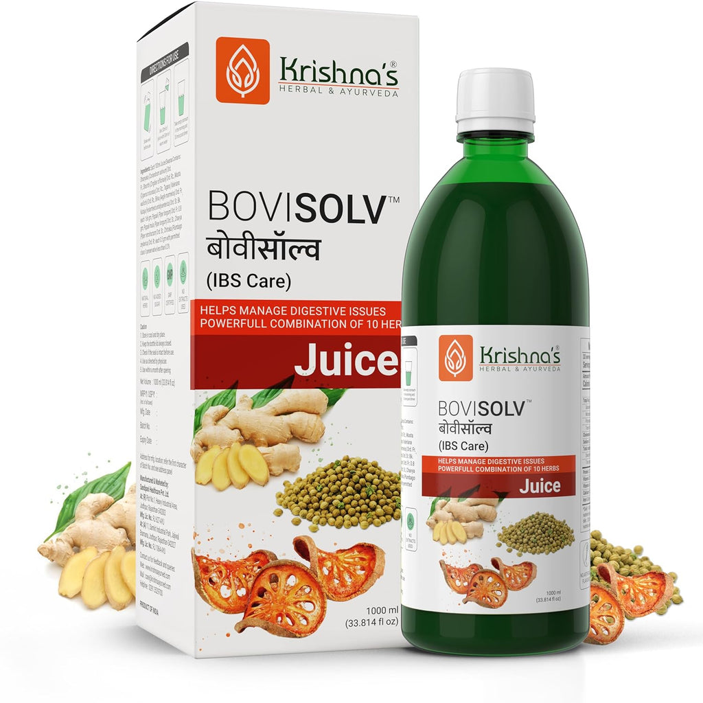 Krishnaâ€™s Bovisolv Juice 1000 ml | IBS-Friendly | Digestive Wellness Drink | Ayurvedic Liquid for Sensitive Gut Lifestyle