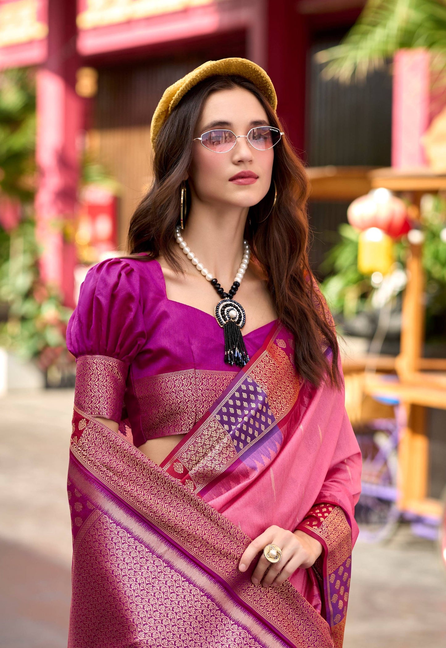 Anaita Pink Designer Weaving Pure Silk Saree With Blouse