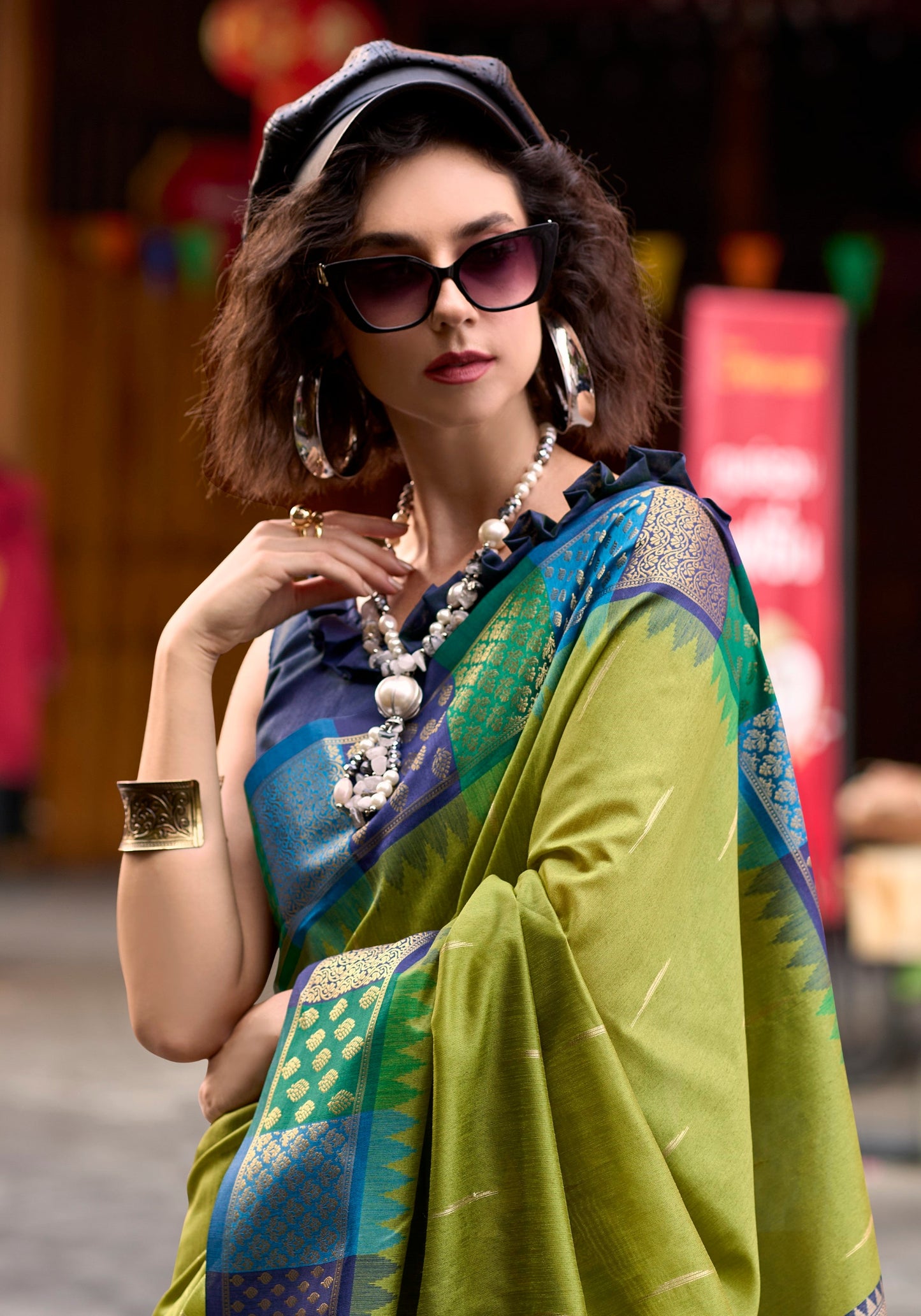 Anaita Green Designer Weaving Pure Silk Saree With Blouse