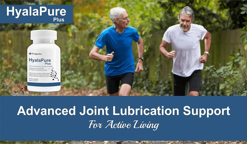 Trexgenics HYALAPURE PLUS Advanced Joint Lubrication & Skin Care Complex with HYALURONIC ACID 50mg, Methylsulfonylmethane (MSM) 500mg, European Rosehip extract 35% Polyphenols 100mg & Vitamin C (60 Veg. Capsules)