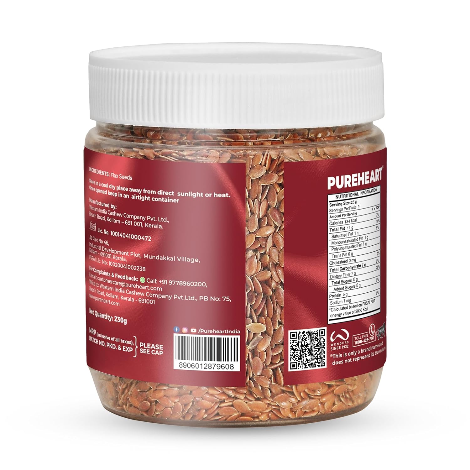 Pureheart Premium Raw Flax Seeds for Eating 230 gm - Alsi Seeds for Hair Growth, Heart Health & Digestion, Rich in Omega 3 Fatty Acids, Magnesium, Iron, Dietary Fibre, Protein