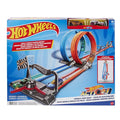 Hot Wheels Double Loop Dash Straight Track Large Loops and 2 1:64 Scale Toy Cars