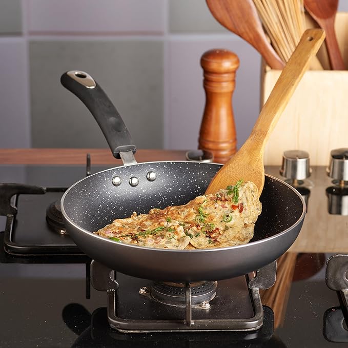 Vinod Zest Marbilo Aluminium Non Stick Frypan - 24 cm | Skillet Pan | 3 mm Thick | 5 Layer Coating
