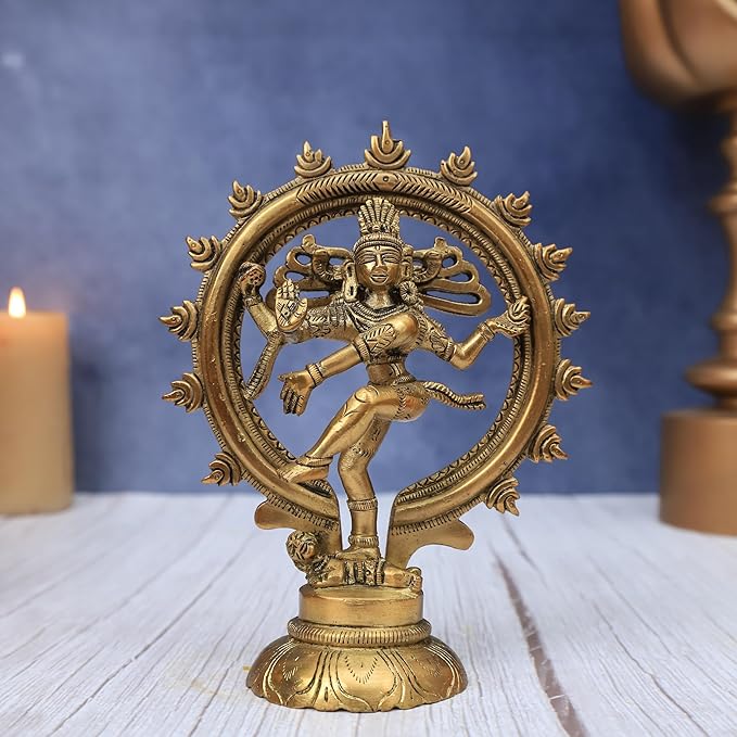 The Advitya Brass Natraj Dancing Shiva | Brass Nataraj Statue Decorative Sculpture Religious Idol