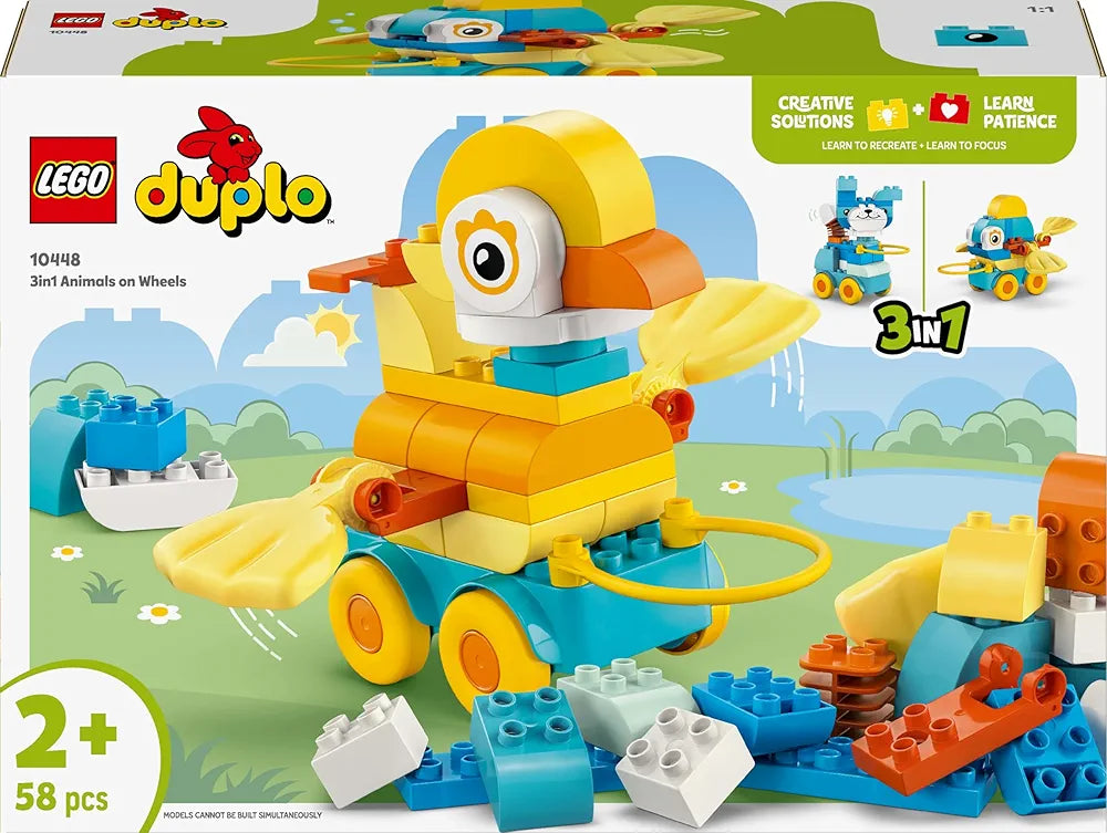 Lego Duplo Town 3in1 Animals on Wheels Building Toy for Imaginative Play 10448 Building Blocks Toys for 2+ Gift for Boys and Girls