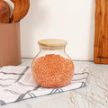 Femora Kitchen Storage Jars Borosilicate Glass With Wooden Lid Air Tight Jar | 1000 Ml | Pack of 1 | Transparent