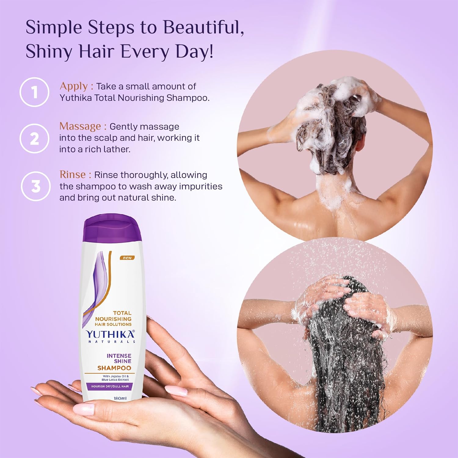 Yuthika Naturals Intense Shine Shampoo Total Nourishing - Each 180 ml Pack Of 2