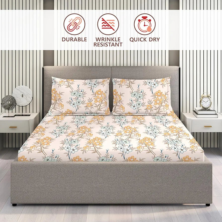 Layers Be Bold Cotton Bedsheet Set for All Seasons Lightweight 140 TC Queen Size Sheen Green Color