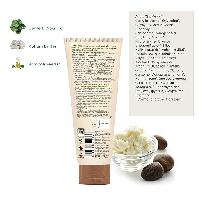 Tikitoro Teens Mineral Sunscreen with SPF 30, PA+++ Contains Kokum butter - 75 ml