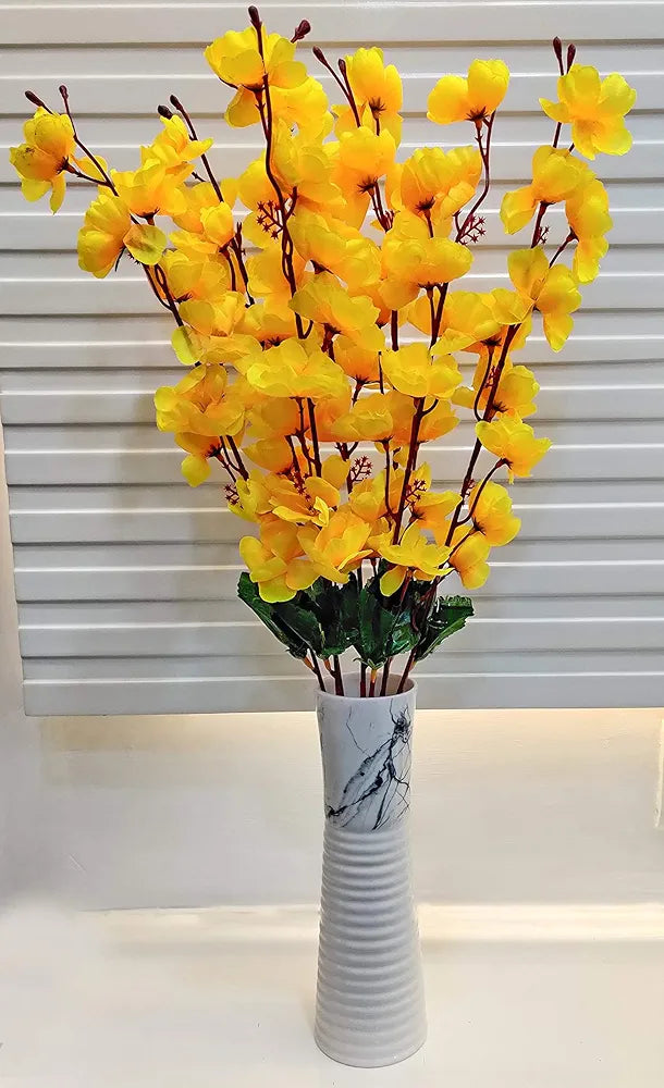 Artificial Cherry Blossom Pink Faux Silk Flower Stick for Vase 55 cm Reusable Realistic Flowers Yellow