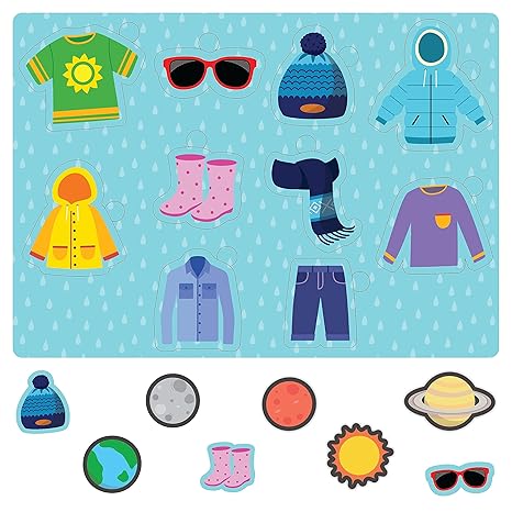 Popcorn Games & puzzles Peekaboo Space and Seasons Puzzles for Kids 2 Years and above 2 Boards & 19 Pieces