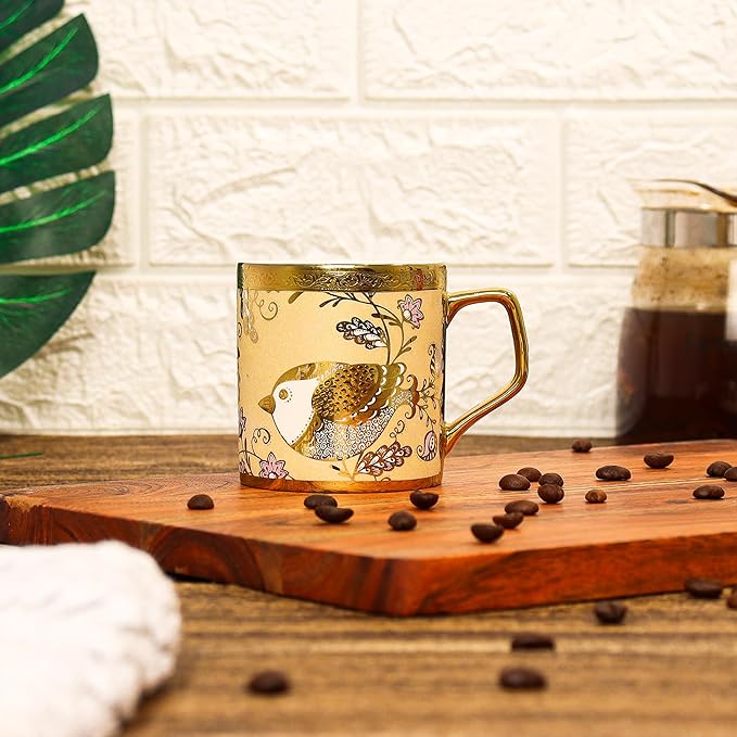 Femora Bone China Gold Tea Cup | Goldcrest Gold | 180 Ml