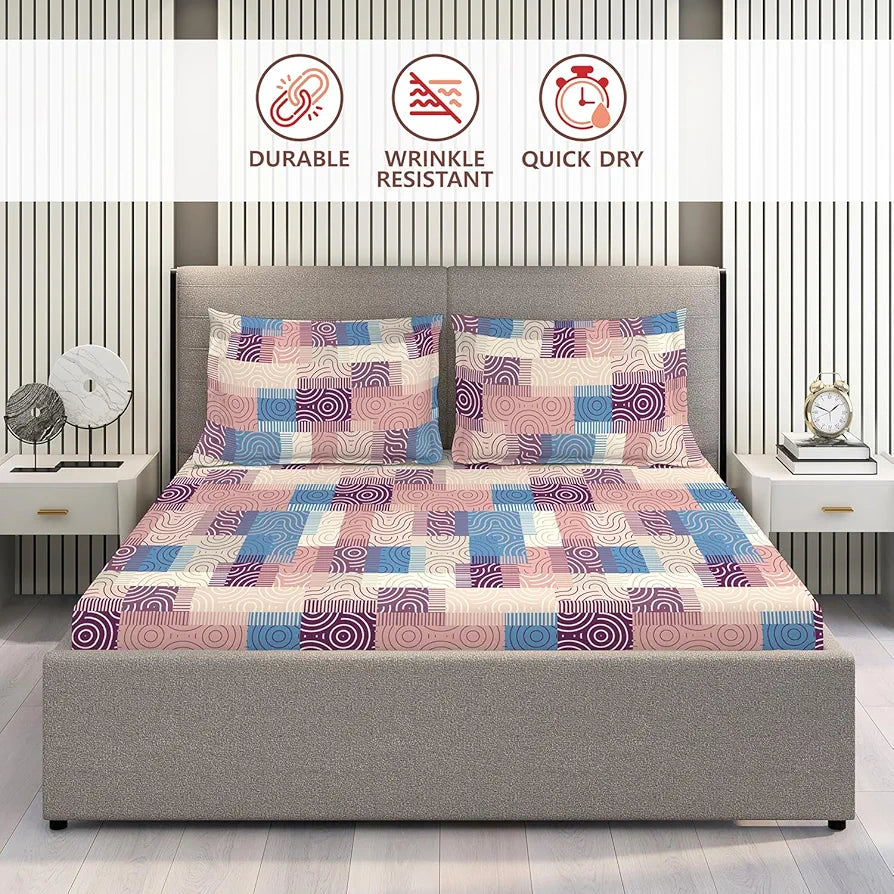 Layers Be Bold Cotton Bedsheet Set for All Seasons Lightweight 140 TC Queen Size Sheen Green Color