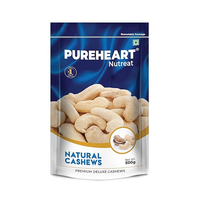 Pureheart Nutreat Natural Premium Whole Crunchy Cashews - 500 gms