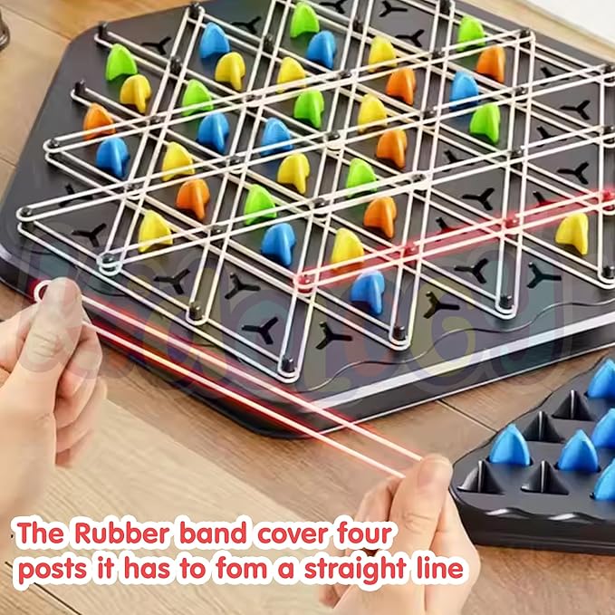 Kidology Chain Triangle Chess Game Triggle Rubber Band Game Multicolour