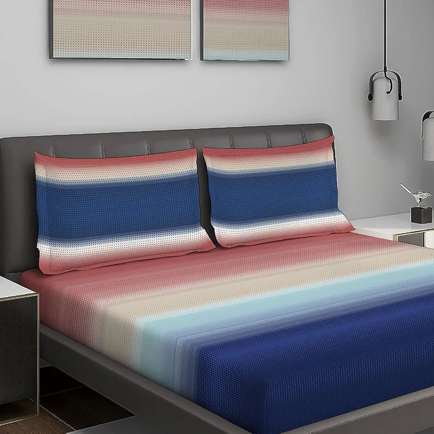 Layers Durathread Bedsheet Set for All Seasons Lightweight Moisture Absorbent Machine Washable & Easy to Care 225 CVC King Size Multicolor3
