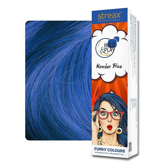 Streax Professional Hold And Play Funkey Colour - Wonder Blue - 100 gms