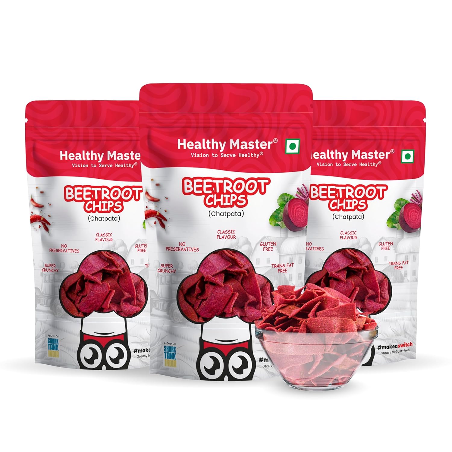 Healthy Master Beetroot Chips - 100 gms Each (Pack of 3)