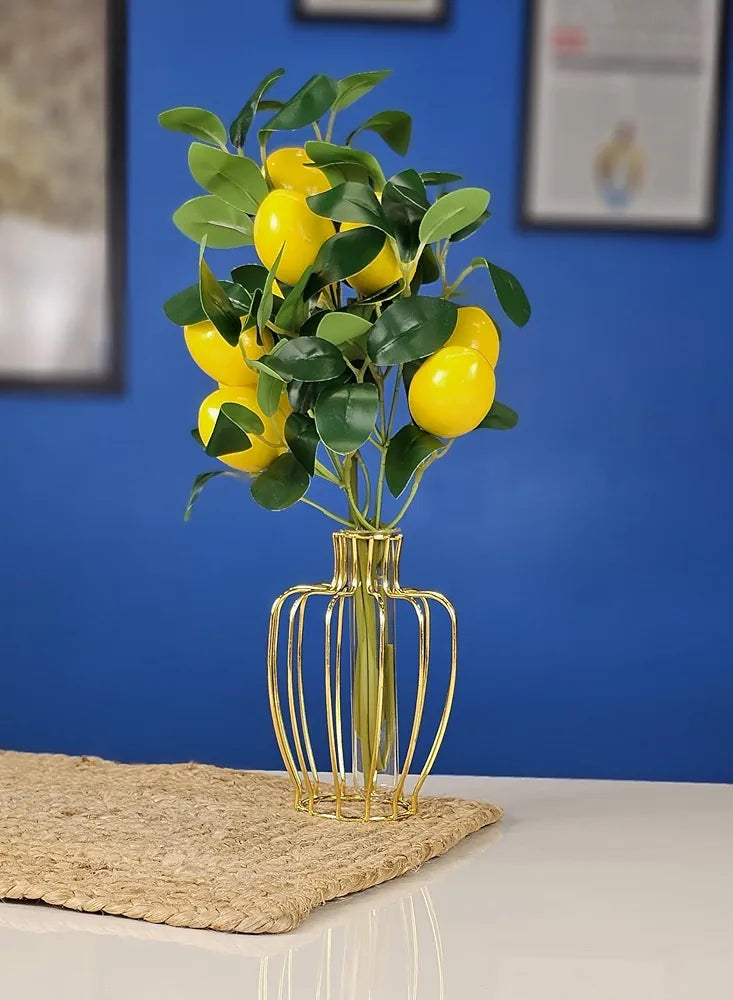 3 Pcs Artificial Lemon Stick Flowers for Vases
