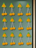 Plastic Artificial Flowers And Leaves Decoration Pack of 12 - L Orange & Green