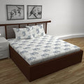 Divine Casa 144 TC 100% Cotton Bedsheet for Double Bed with 2 Pillow Cover Colour Grey Blue