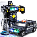 Kidology Transforming Robot Car Black With Light Police Cars for Kids