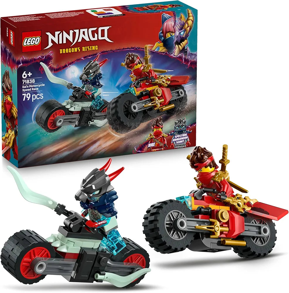 Lego NINJAGO Kai’s Motorcycle Speed Race Playset with 2 Ninja Bike Toys 71838 Building Blocks Toys for 6+ Gift for Boys and Girls