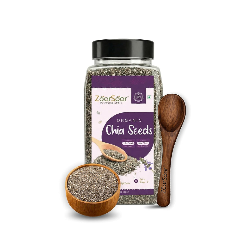 ZoarSoar Premium Raw Chia Seeds (200g) | Unpolished, Clean, Non GMO Superfood for Heart Health & Digestion | Natural Pure Omega-3, Fibre & Plant Protein Source | Organic Chia Seeds For Weight Loss
