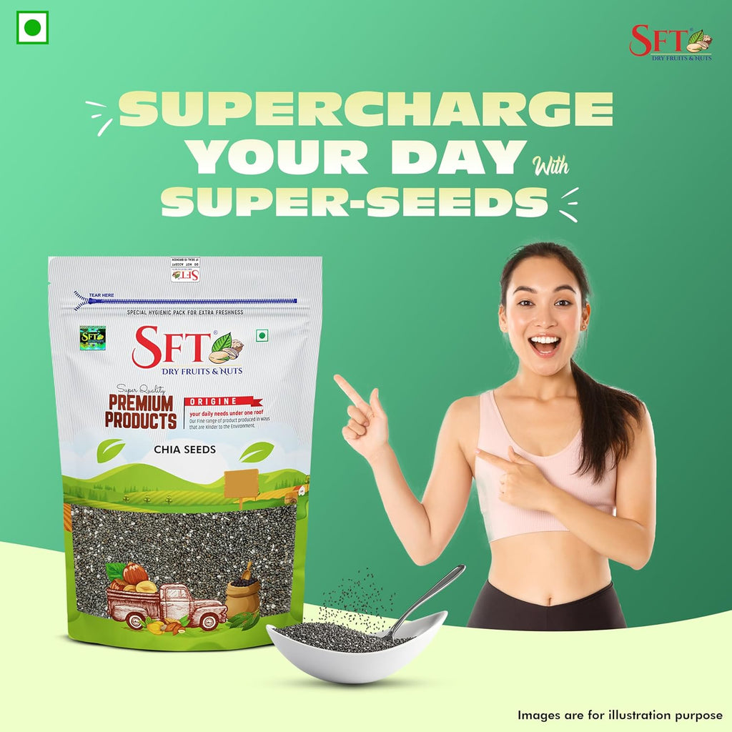 SFT Chia Seeds 500g - seeds for Weight Management | Rich in Calcium, Protein & Fibre | Beat the Heat | 100% Clean Chia seeds for Eating | Antioxidant Rich Seeds