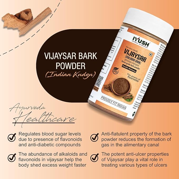 Iyush Herbal Ayurveda Vijaysar Powder Each - 100 gms (Pack of 2)