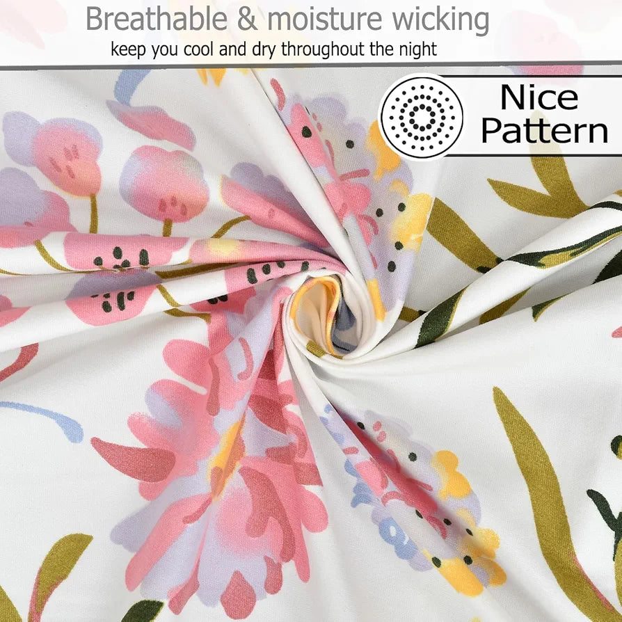Fresh From Loom Microfiber Soft Cotton Bedsheet for Single Bed Bedsheet for Single Bed 200 TC Hypoallergenic Bed Sheet with 1 Pillow Cover Pink White
