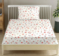 Trance Home Linen 180Tc Cotton 78"X36" Single Size Elastic Fitted Bedsheet Printed With 1 Pillow Cover 200 Tc Colour Soloce Peach
